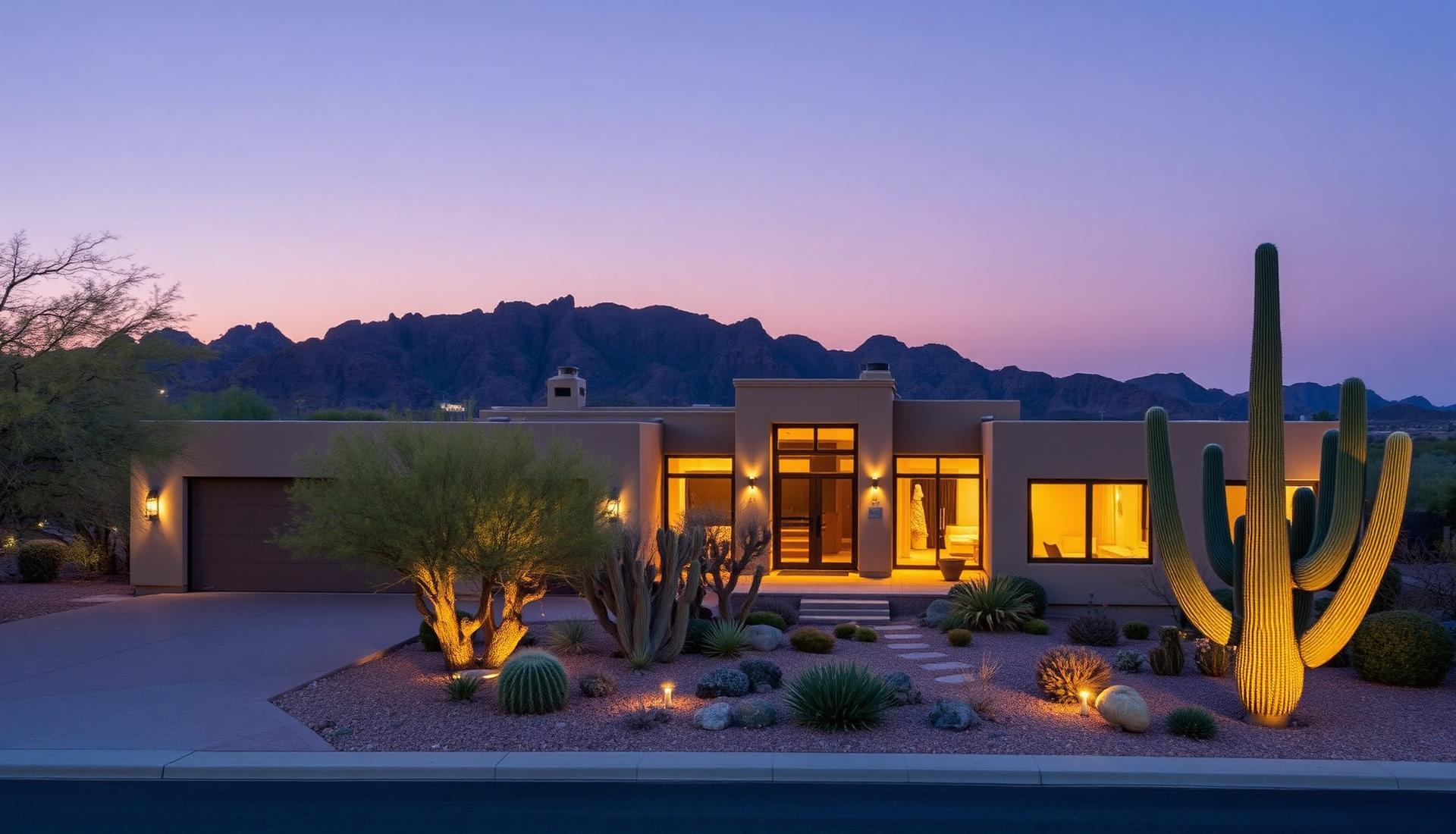 Scottsdale contemporary home at dusk